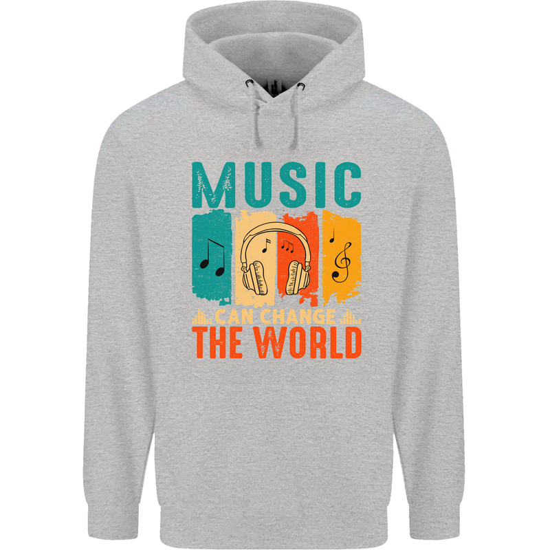 Music Can Change the World Childrens Kids Hoodie Sports Grey