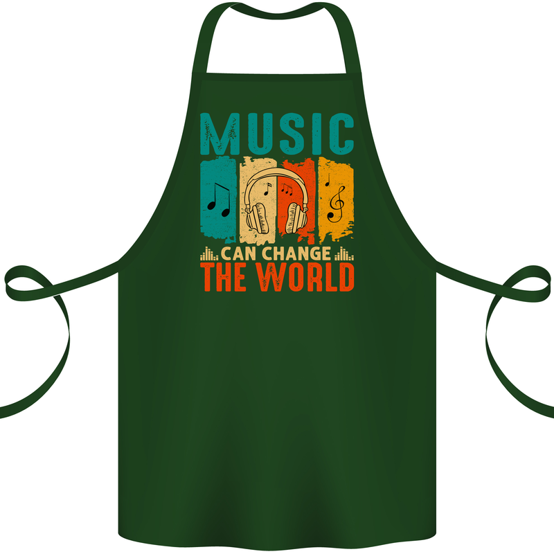 Music Can Change the World Cotton Apron 100% Organic Forest Green
