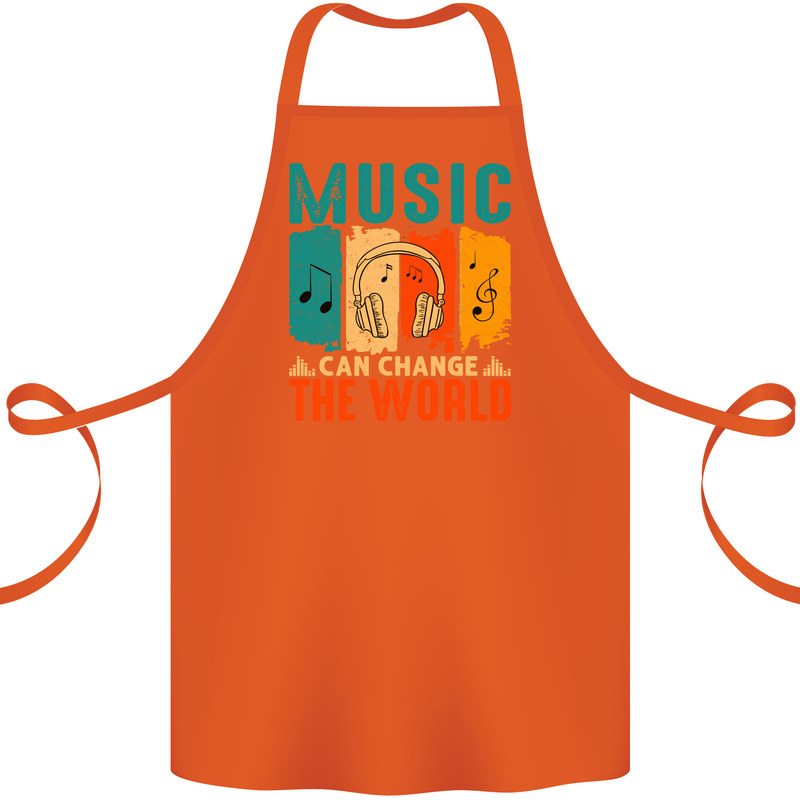 Music Can Change the World Cotton Apron 100% Organic Orange