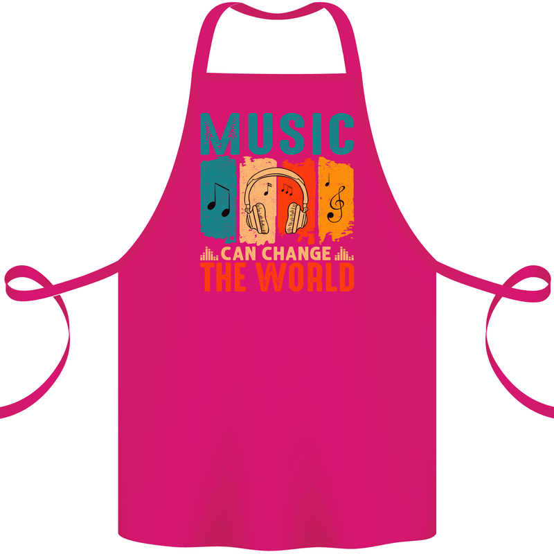 Music Can Change the World Cotton Apron 100% Organic Pink