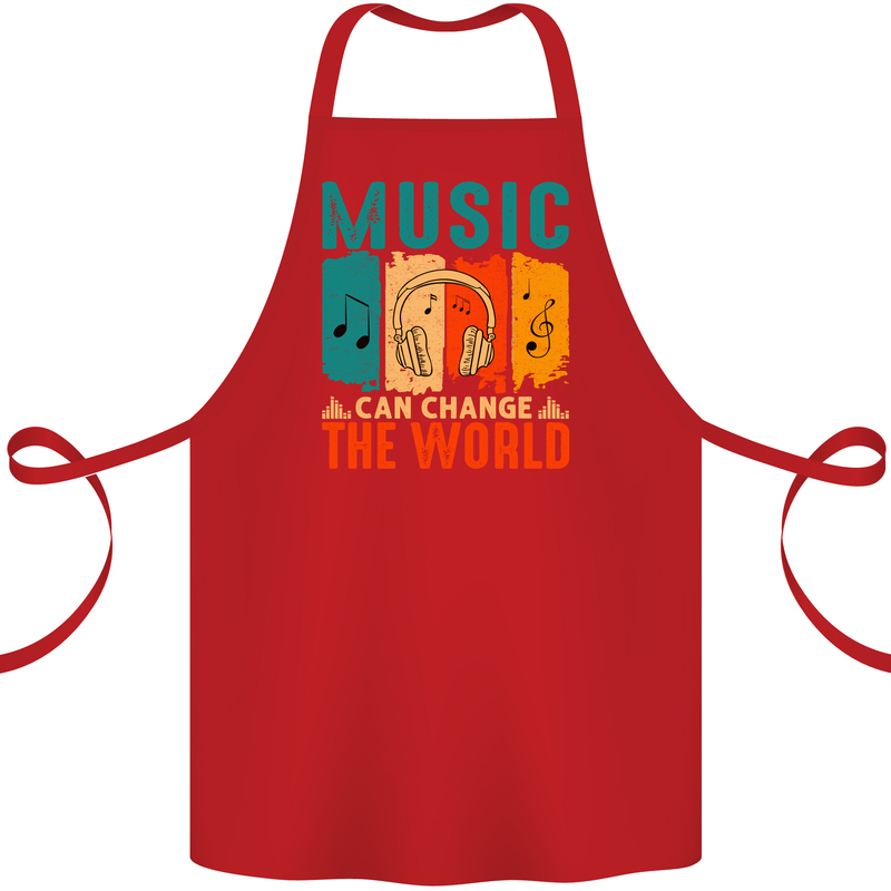 Music Can Change the World Cotton Apron 100% Organic Red