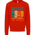 Music Can Change the World Kids Sweatshirt Jumper Bright Red
