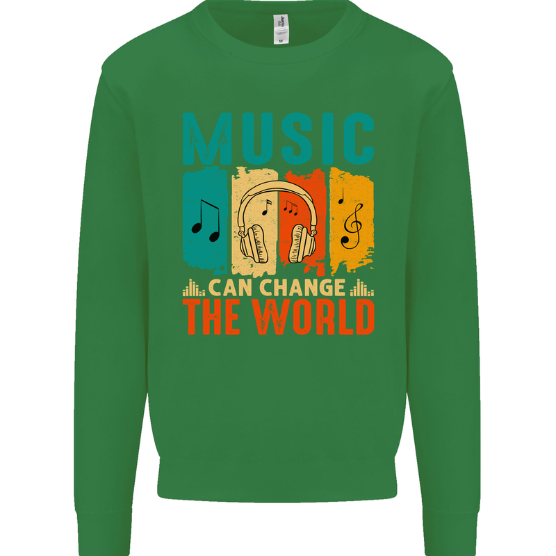 Music Can Change the World Kids Sweatshirt Jumper Irish Green