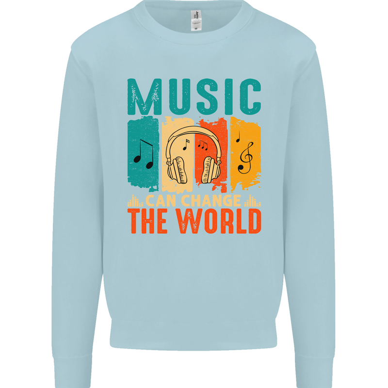 Music Can Change the World Kids Sweatshirt Jumper Light Blue