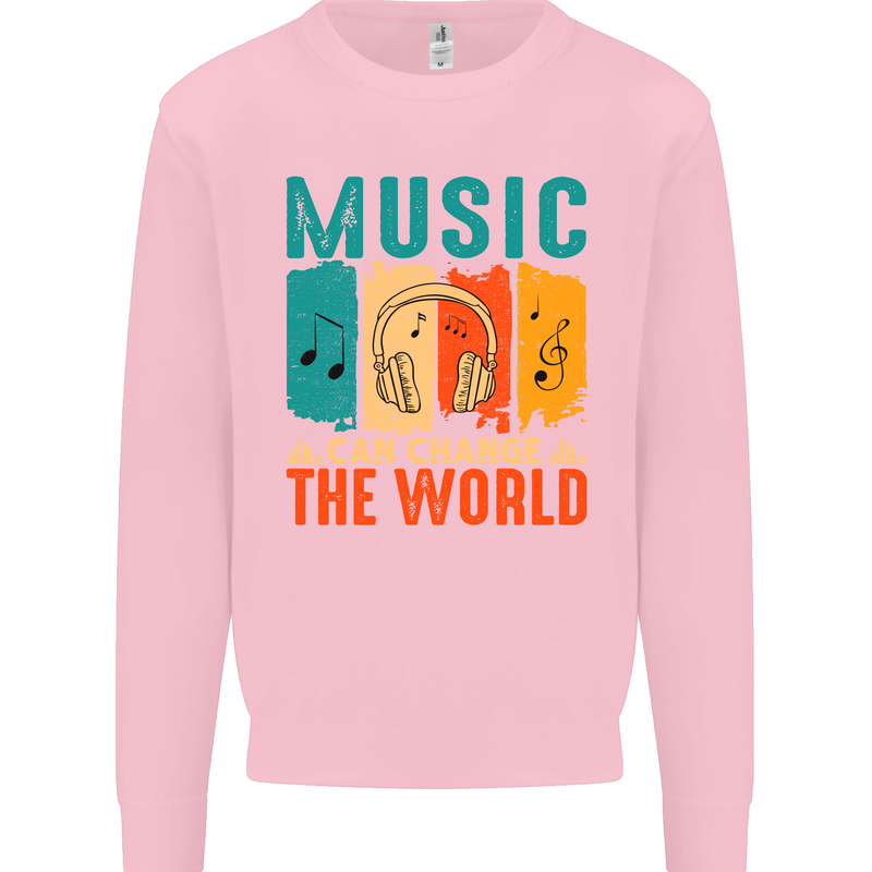 Music Can Change the World Kids Sweatshirt Jumper Light Pink