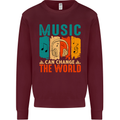 Music Can Change the World Kids Sweatshirt Jumper Maroon