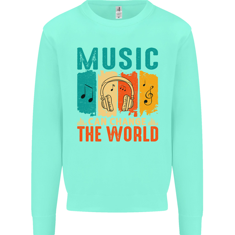 Music Can Change the World Kids Sweatshirt Jumper Peppermint