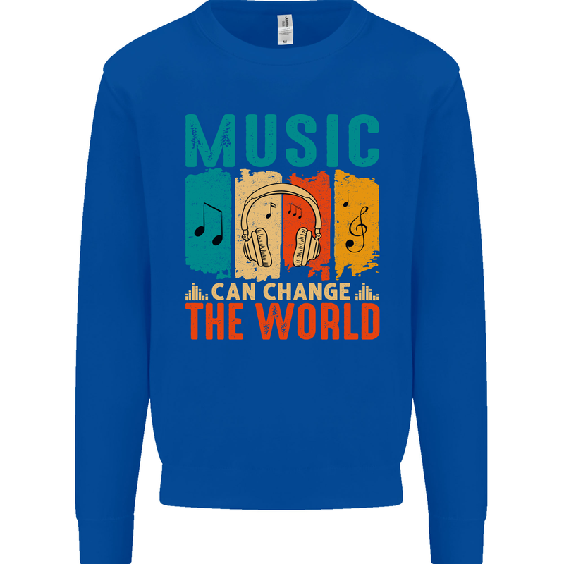 Music Can Change the World Kids Sweatshirt Jumper Royal Blue