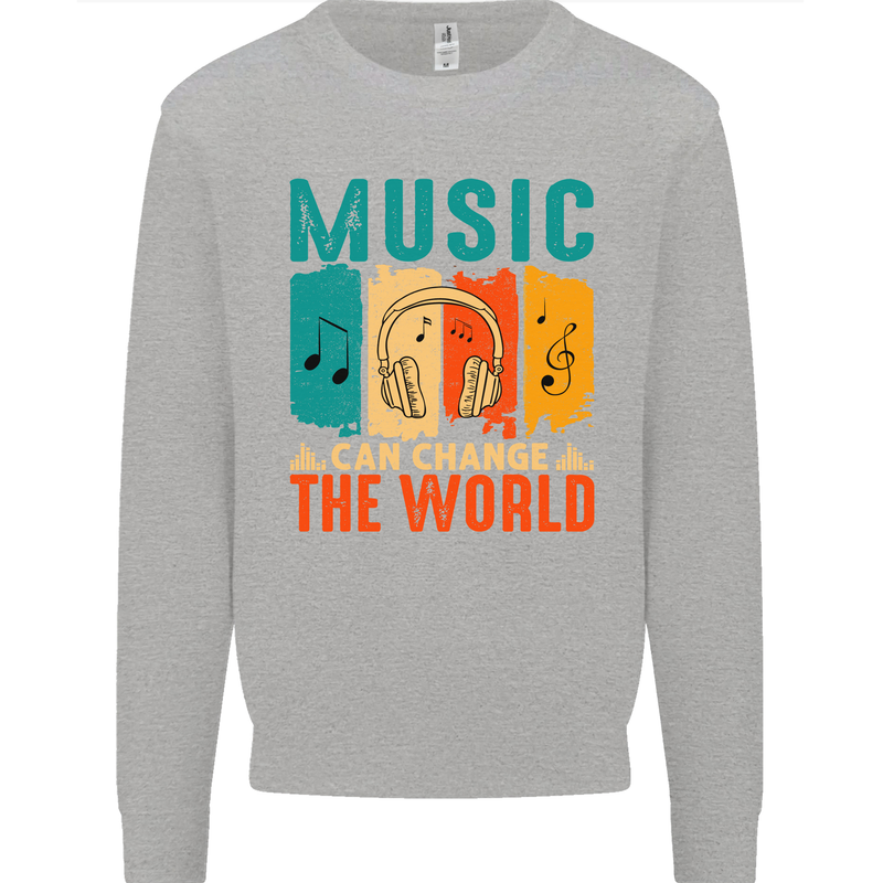 Music Can Change the World Kids Sweatshirt Jumper Sports Grey