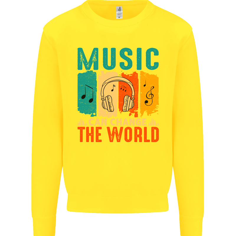 Music Can Change the World Kids Sweatshirt Jumper Yellow