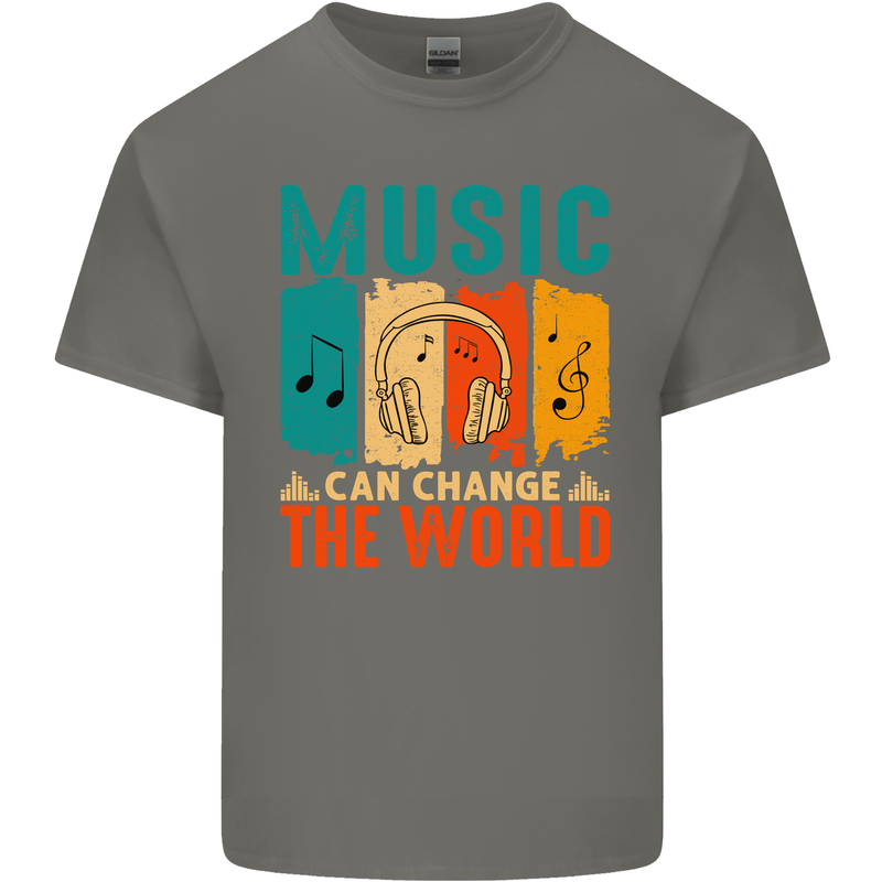 Music Can Change the World Kids T-Shirt Childrens Charcoal