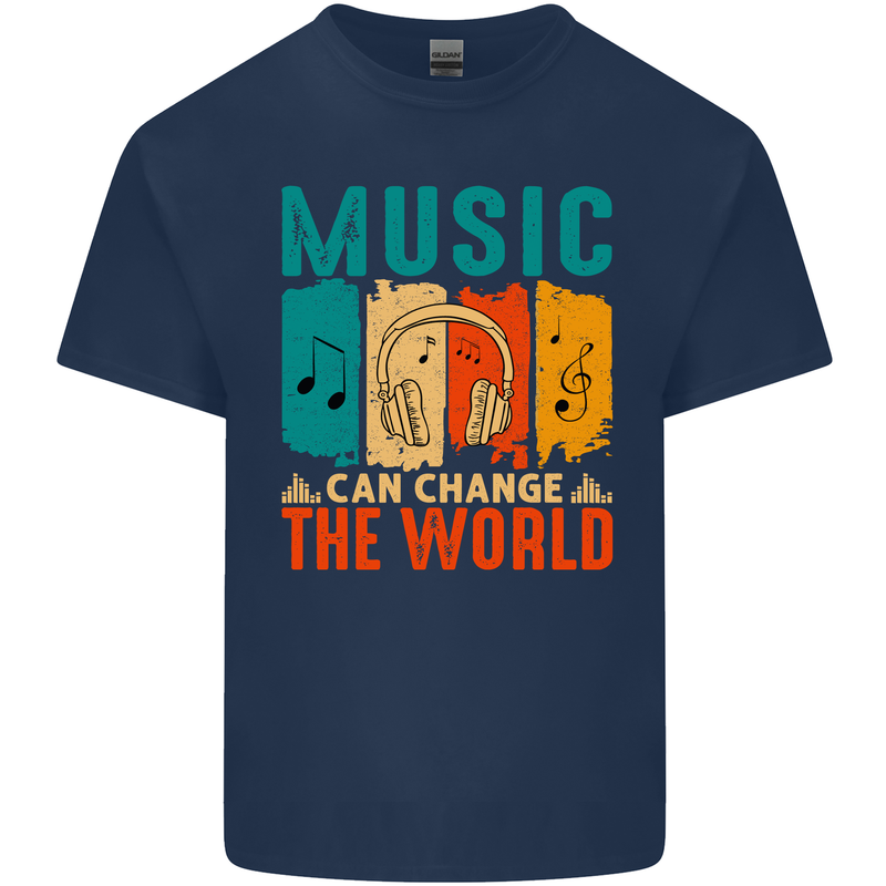 Music Can Change the World Kids T-Shirt Childrens Navy Blue