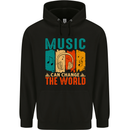 Music Can Change the World Mens 80% Cotton Hoodie Black