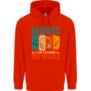 Music Can Change the World Mens 80% Cotton Hoodie Bright Red