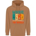 Music Can Change the World Mens 80% Cotton Hoodie Caramel Latte