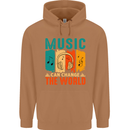 Music Can Change the World Mens 80% Cotton Hoodie Caramel Latte