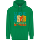 Music Can Change the World Mens 80% Cotton Hoodie Irish Green