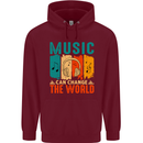 Music Can Change the World Mens 80% Cotton Hoodie Maroon