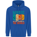 Music Can Change the World Mens 80% Cotton Hoodie Royal Blue