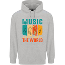 Music Can Change the World Mens 80% Cotton Hoodie Sports Grey