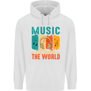 Music Can Change the World Mens 80% Cotton Hoodie White