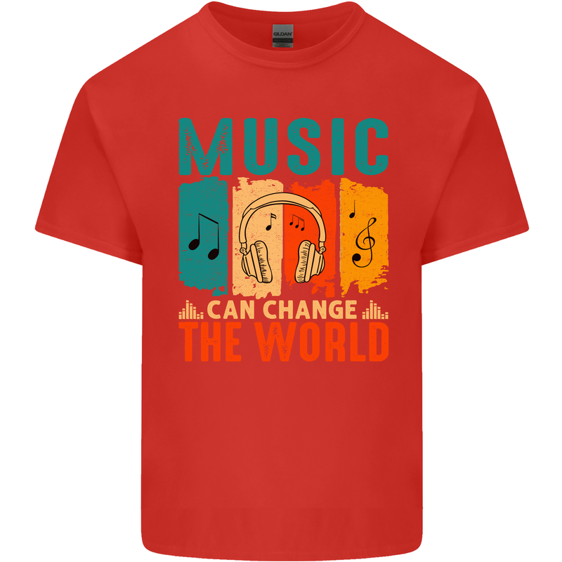 Music Can Change the World Mens Cotton T-Shirt Tee Top Red