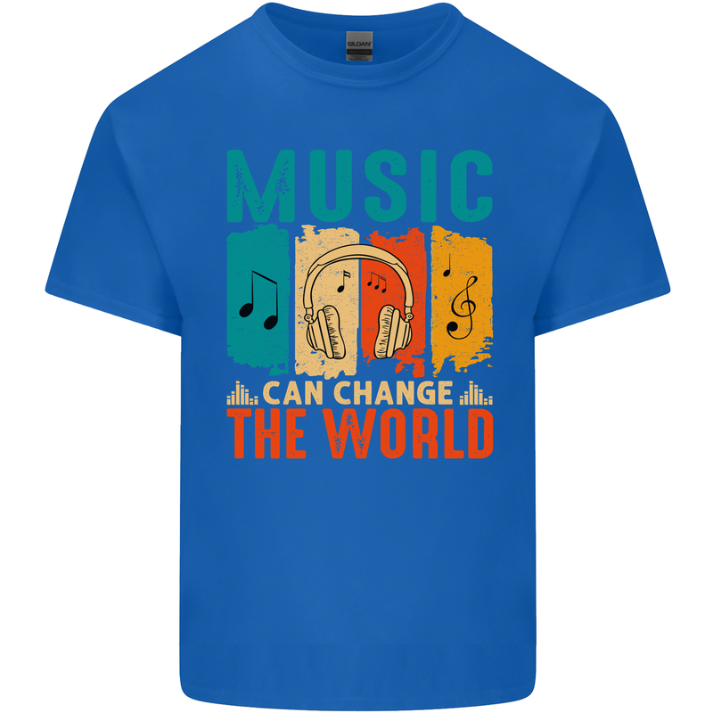 Music Can Change the World Mens Cotton T-Shirt Tee Top Royal Blue