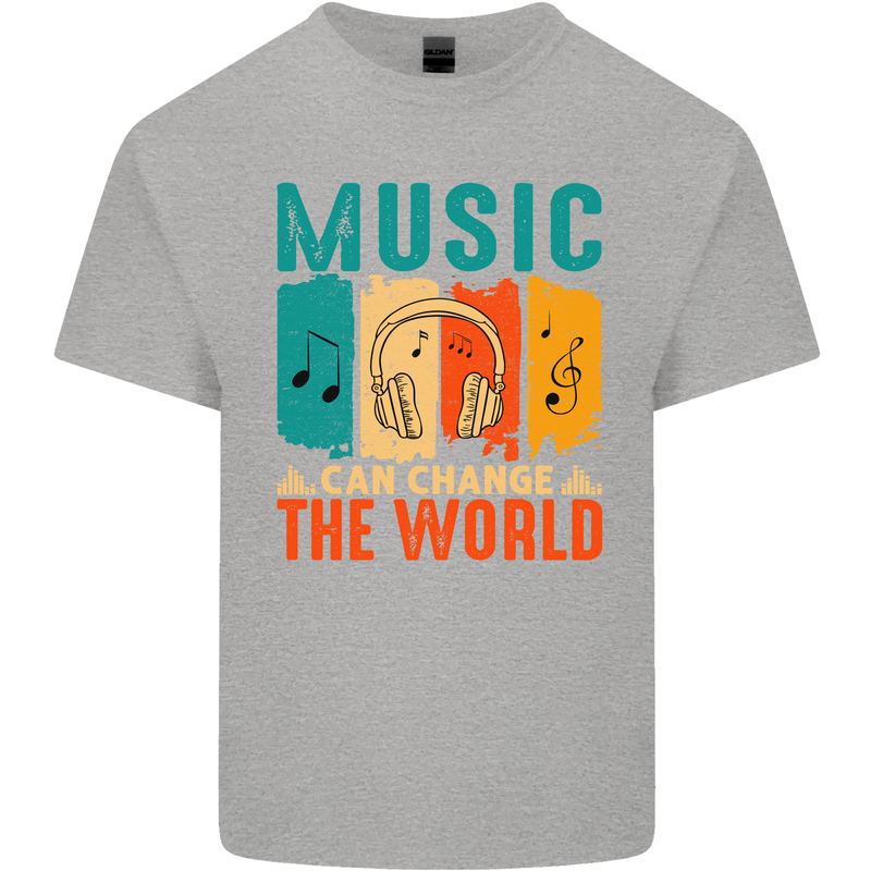 Music Can Change the World Mens Cotton T-Shirt Tee Top Sports Grey