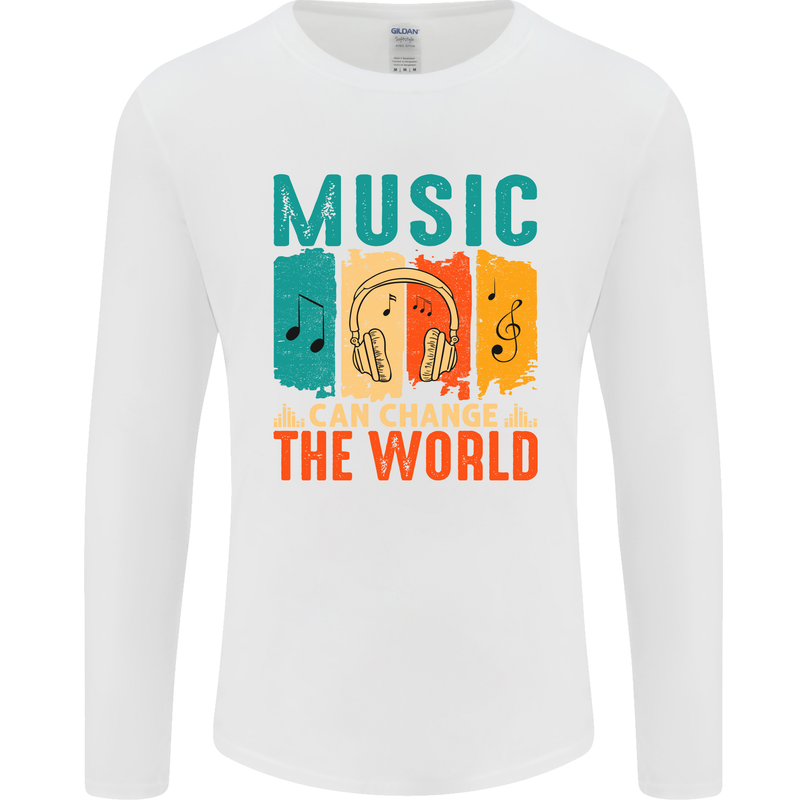 Music Can Change the World Mens Long Sleeve T-Shirt White