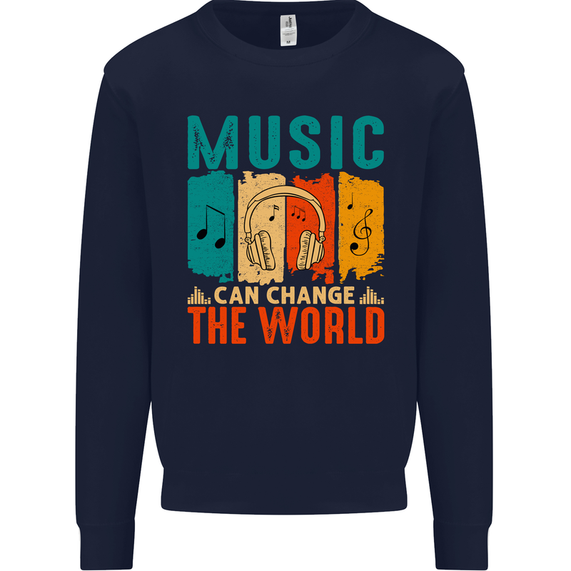 Music Can Change the World Mens Sweatshirt Jumper Navy Blue