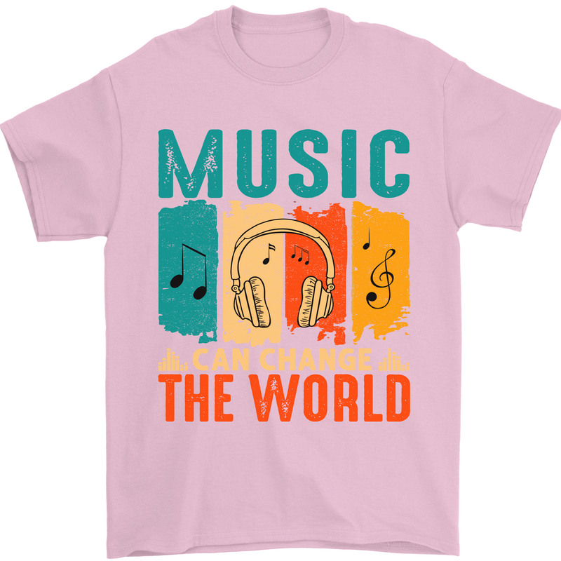 Music Can Change the World Mens T-Shirt 100% Cotton Light Pink