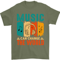 Music Can Change the World Mens T-Shirt 100% Cotton Military Green