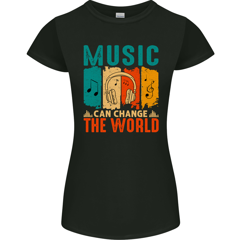Music Can Change the World Womens Petite Cut T-Shirt Black