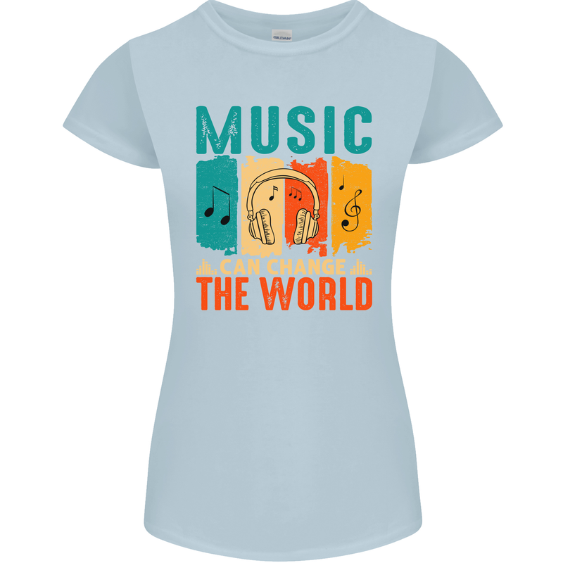 Music Can Change the World Womens Petite Cut T-Shirt Light Blue