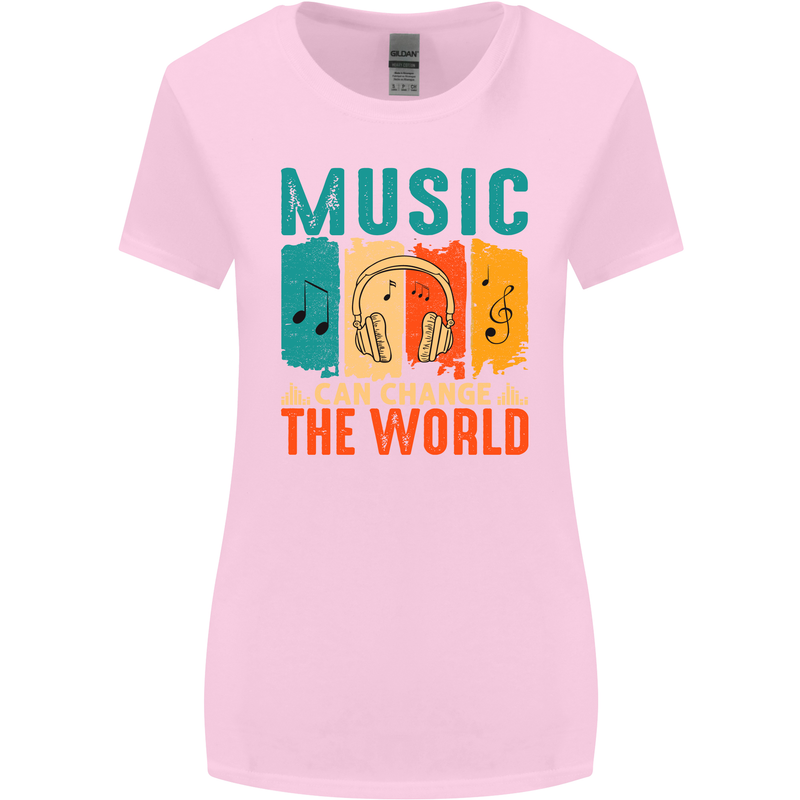Music Can Change the World Womens Wider Cut T-Shirt Light Pink