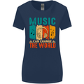 Music Can Change the World Womens Wider Cut T-Shirt Navy Blue