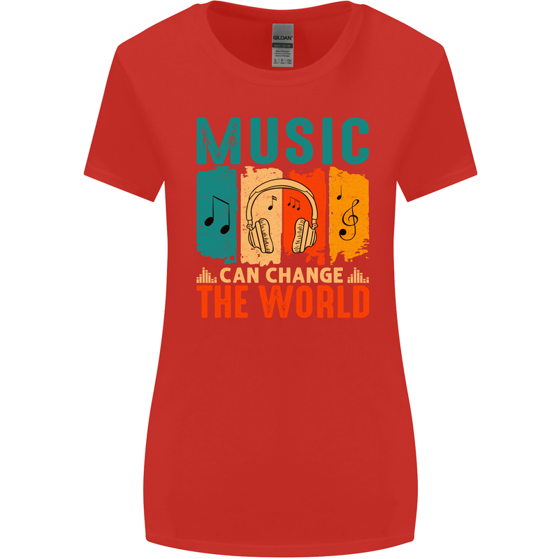 Music Can Change the World Womens Wider Cut T-Shirt Red
