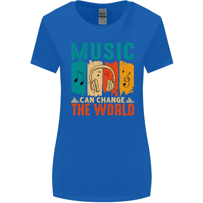 Music Can Change the World Womens Wider Cut T-Shirt Royal Blue