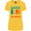 Music Can Change the World Womens Wider Cut T-Shirt Yellow