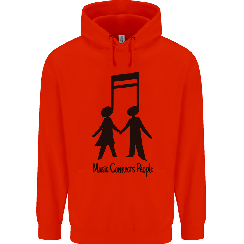 Music Connects Funny Valentines Day Childrens Kids Hoodie Bright Red