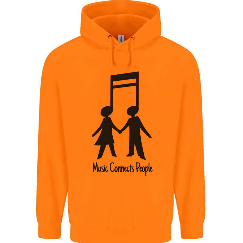 Music Connects Funny Valentines Day Childrens Kids Hoodie Orange