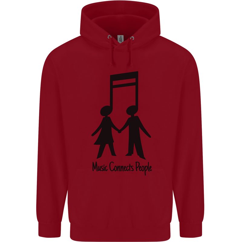 Music Connects Funny Valentines Day Childrens Kids Hoodie Red