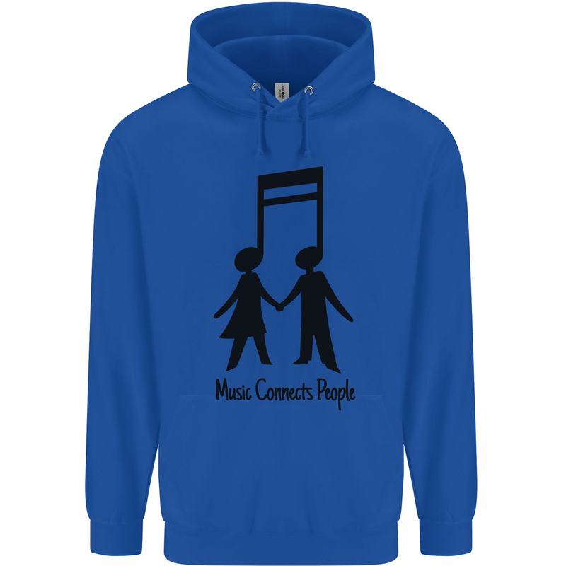 Music Connects Funny Valentines Day Childrens Kids Hoodie Royal Blue