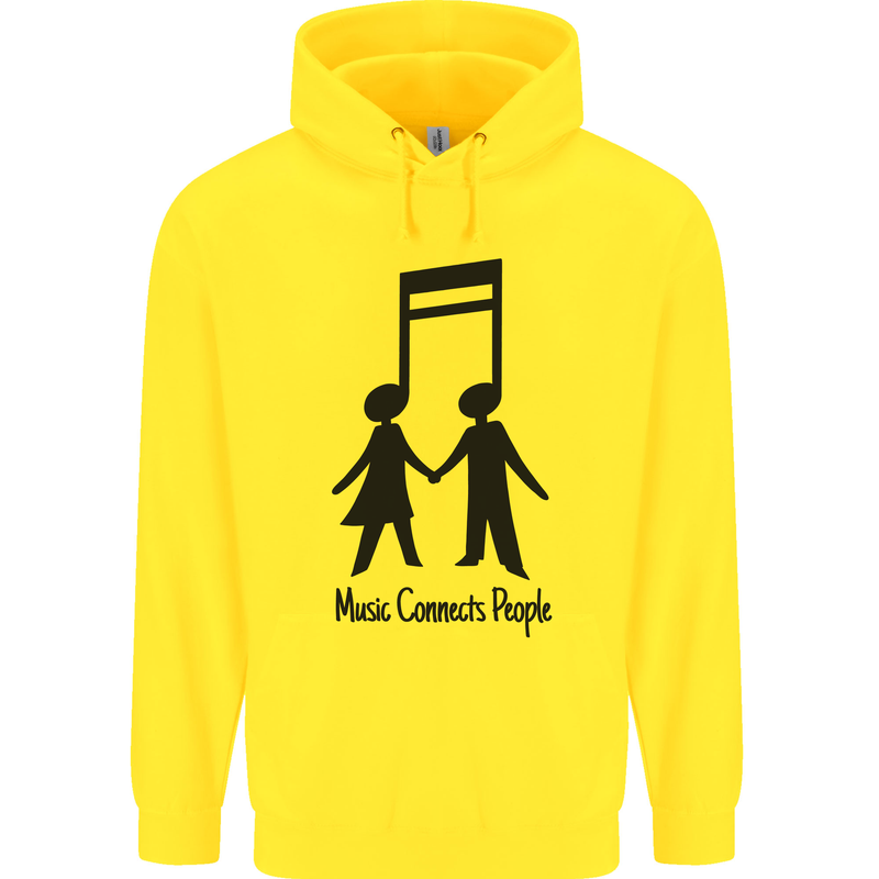 Music Connects Funny Valentines Day Childrens Kids Hoodie Yellow