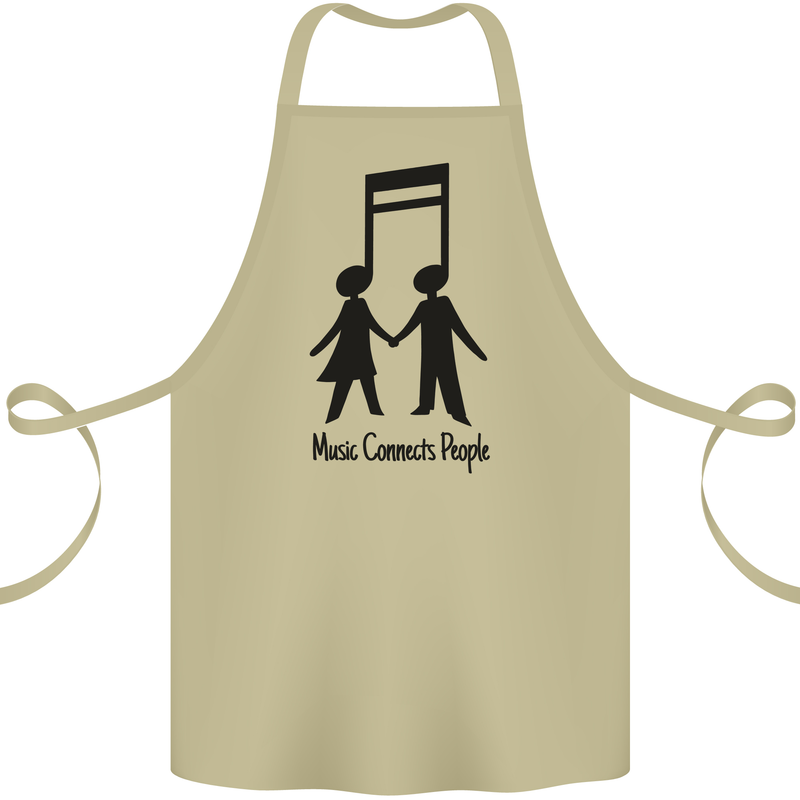 Music Connects Funny Valentines Day Cotton Apron 100% Organic Khaki