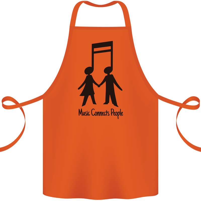 Music Connects Funny Valentines Day Cotton Apron 100% Organic Orange
