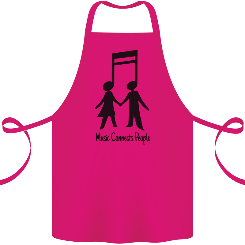 Music Connects Funny Valentines Day Cotton Apron 100% Organic Pink