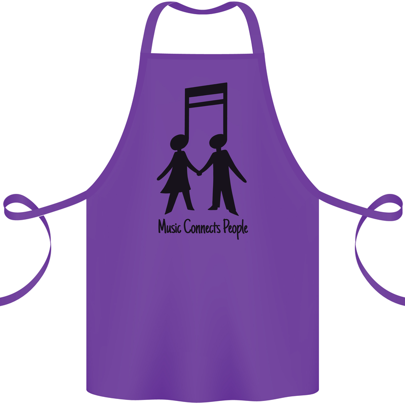 Music Connects Funny Valentines Day Cotton Apron 100% Organic Purple
