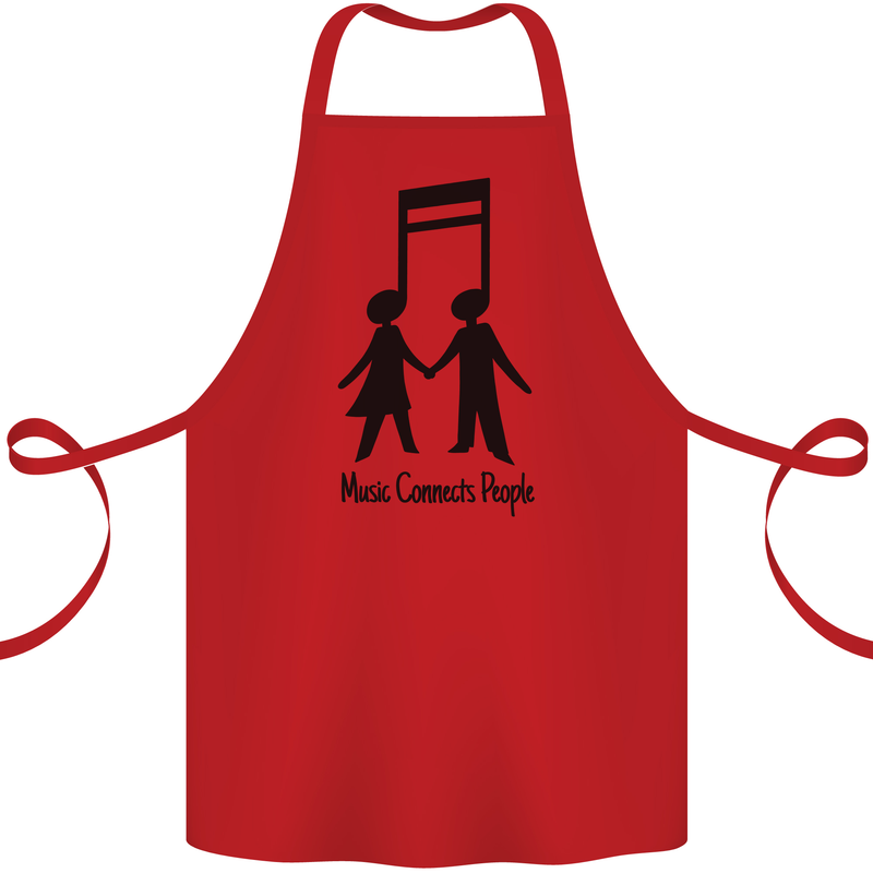 Music Connects Funny Valentines Day Cotton Apron 100% Organic Red
