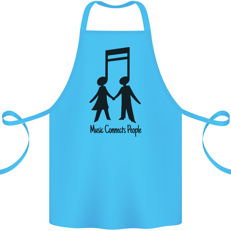 Music Connects Funny Valentines Day Cotton Apron 100% Organic Turquoise